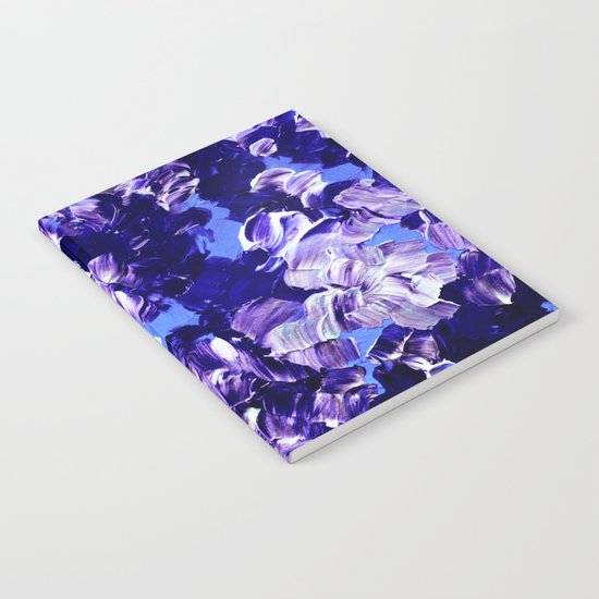 FLORAL FANTASY 2 Bold Blue Lavender Purple Abstract Flowers Acrylic Textural Painting Garden Art Notebook
