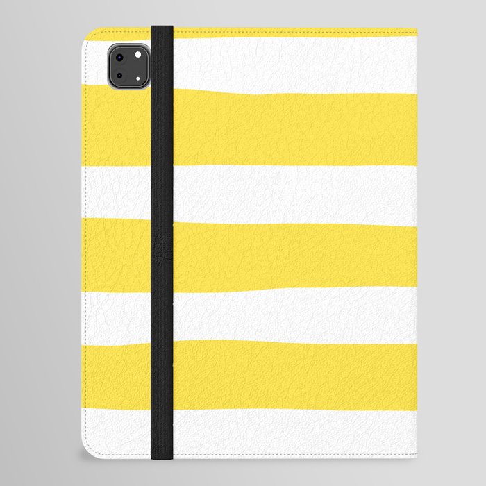Uneven Stripes - Lemon Yellow and White iPad Folio Case
