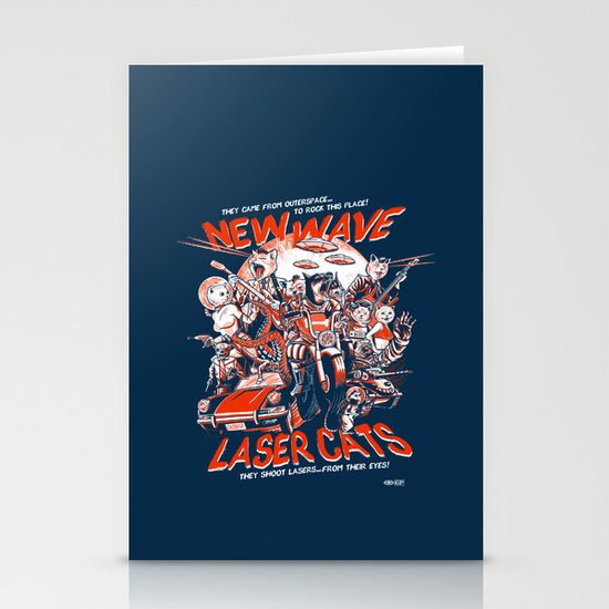 New Wave Laser Cats Stationery Cards