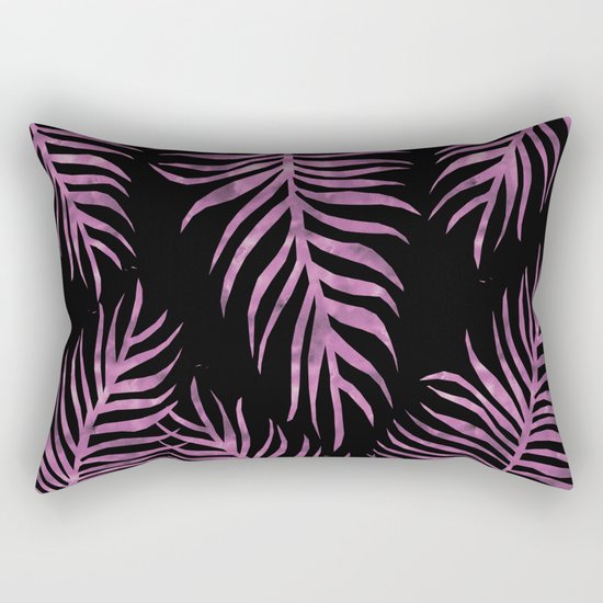 Fern Pattern Purple On Black Background Rectangular Pillow
