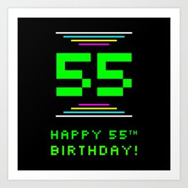 [ Thumbnail: 55th Birthday - Nerdy Geeky Pixelated 8-Bit Computing Graphics Inspired Look Art Print ]
