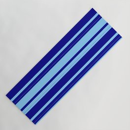 [ Thumbnail: Dark Blue and Light Sky Blue Colored Stripes Pattern Yoga Mat ]