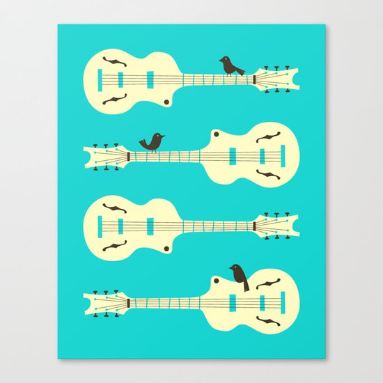 Birds on Guitar Strings Canvas Print