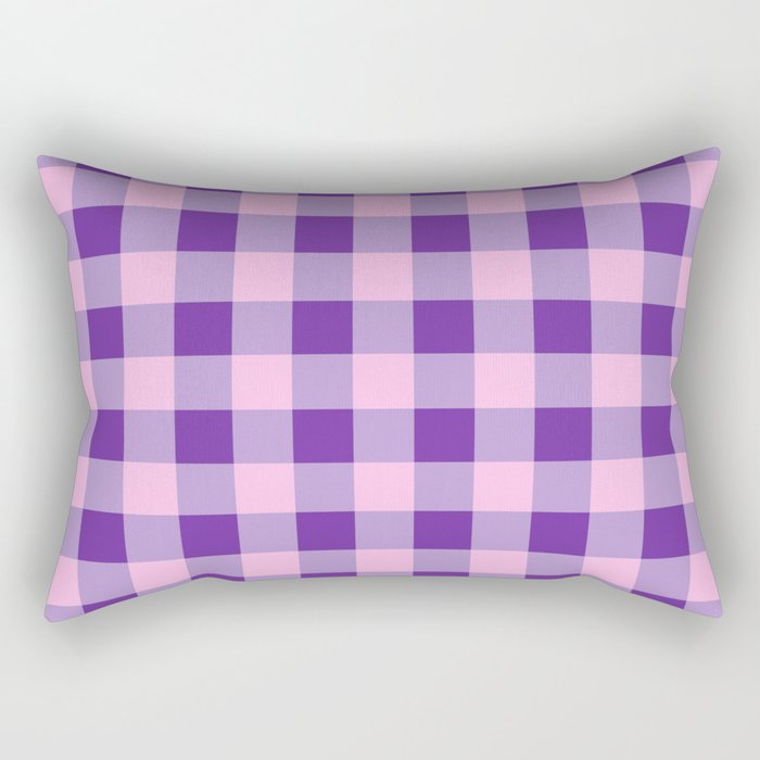 Purple and Pink Check Rectangular Pillow