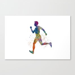 Watercolor runner athlete Canvas Print