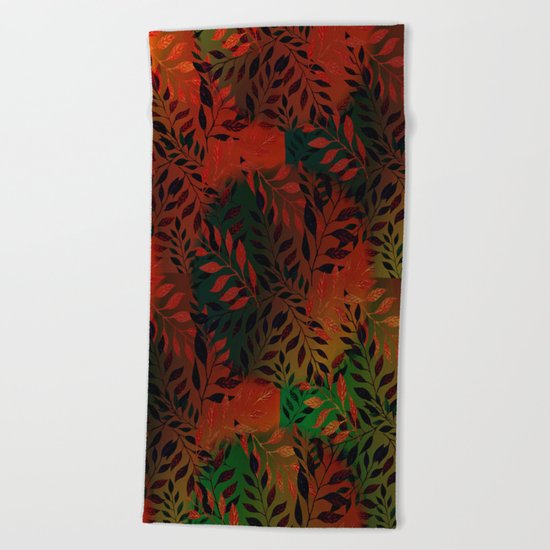 Abstract Leaf Arrangement (African Colors) Beach Towel