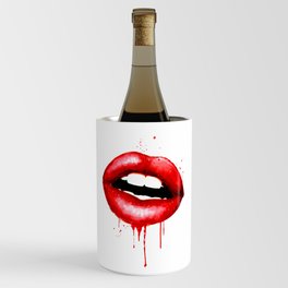 Red Lips Decor Watercolor Print Kiss Love Sexy Girl Fashion Poster Lipstick Chic Makeup Art Wine Chiller