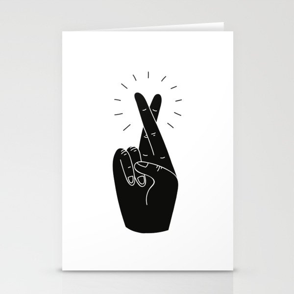 Fingers Crossed - White and Black Stationery Cards