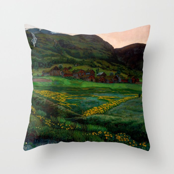 A Clear Night in June by Nikolai Astrup Throw Pillow