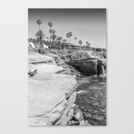 SAN DIEGO Sunset Cliffs | Monochrome Canvas Print
