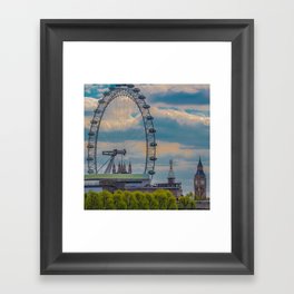 Great Britain Photography - London Eye And Big Ben In The Evening Framed Art Print