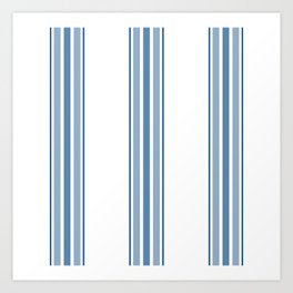 Farmhouse Blue Ticking Stripes on White Art Print