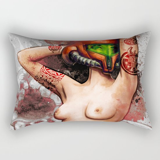 Sexy Metroid Samus Aran Pinup Zero Suit Painting Rectangular Pillow