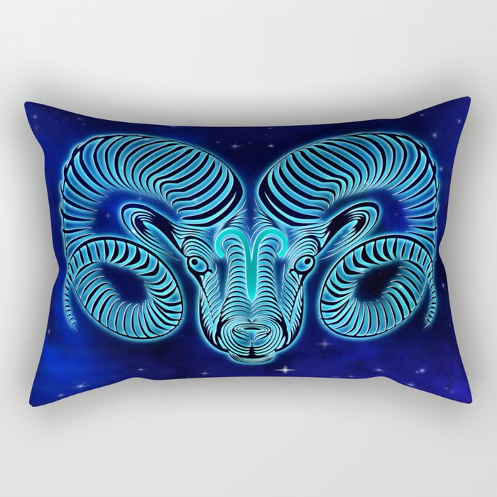 Astrology Horoscope Aries Zodiac Blue Rectangular Pillow