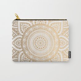 Gold Mandala Pattern Illustration With White Shimmer Carry-All Pouch