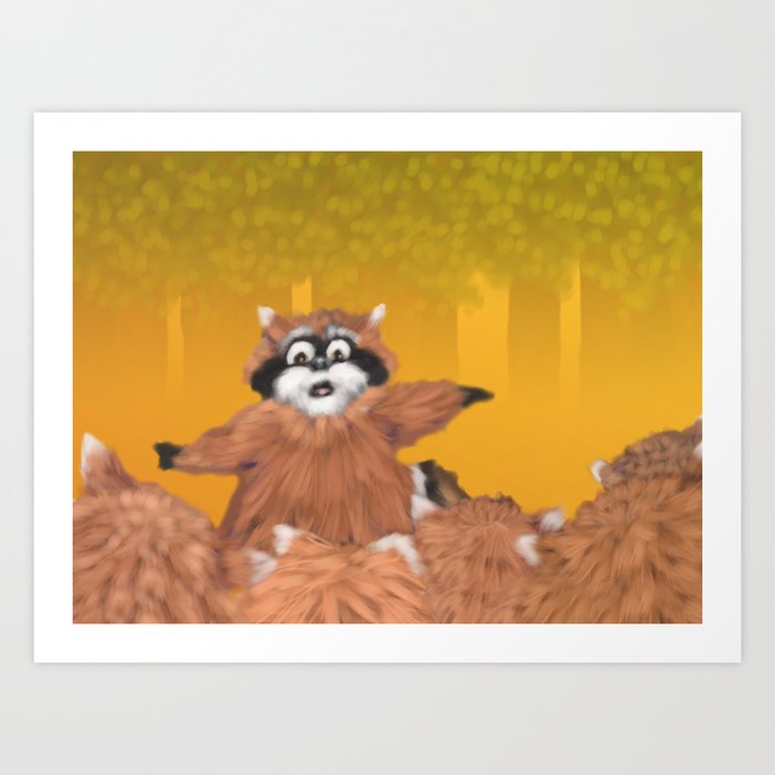 Raccoon Series: Come Look! Art Print