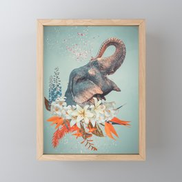 Elephant Flowers Art Framed Mini Art Print