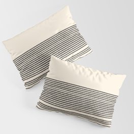 Organic Stripes - Minimalist Textured Line Pattern in Black and Almond Cream Pillow Sham