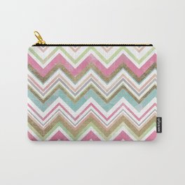 Watercolor pink mint green gold geometrical chevron pattern Carry-All Pouch