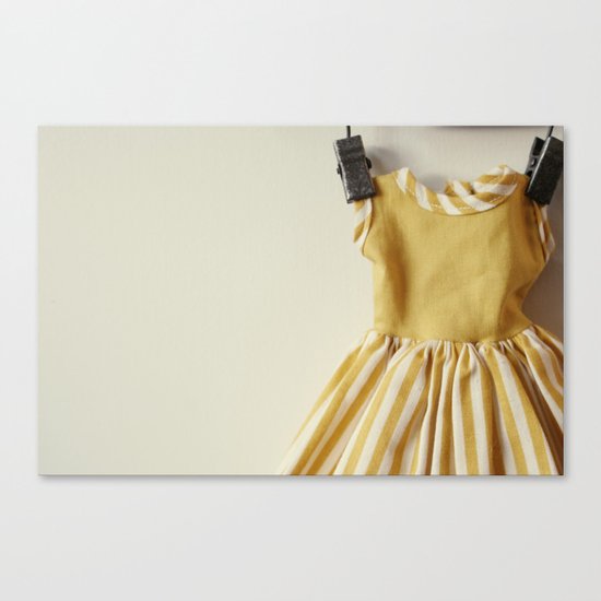 Doll Closet Series - Mustard Stripe Dress Canvas Print