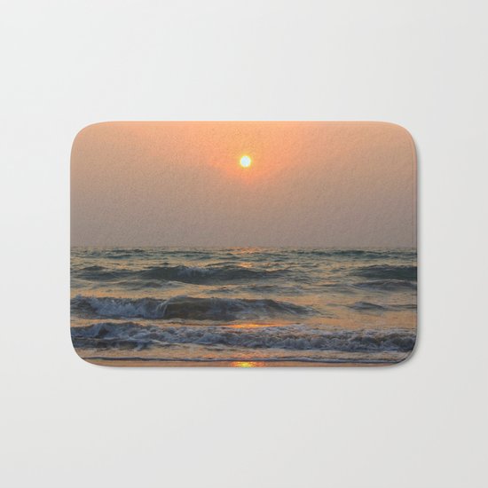 Sunset over the sea. Bath Mat