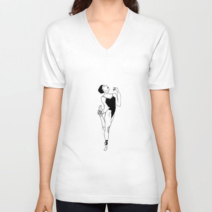 Ballerina with Elegance V Neck T Shirt