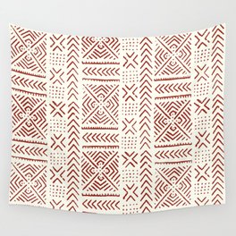 Line Mud Cloth // Ivory & Burgundy Wall Tapestry