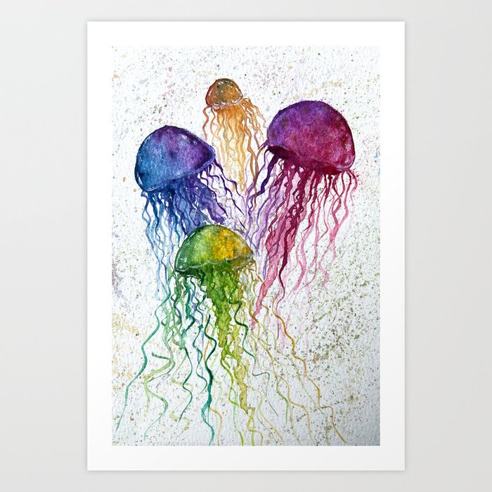 Colorful Jellyfish Art Print
