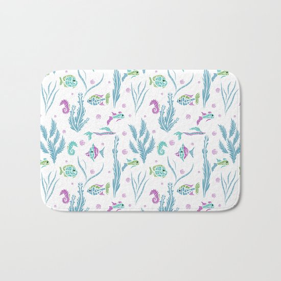Sea , fish , seaweed , baby pattern . 2 Bath Mat