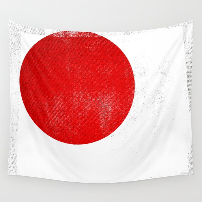 Japanese Distressed Halftone Denim Flag Wall Tapestry