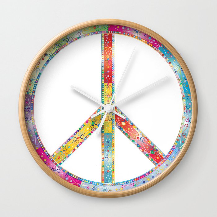 Flourish Decorative Peace Sign Wall Clock By Etnousta Society6