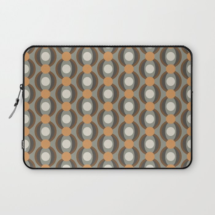 Retro Geometric Mid Century Modern Circles in Evergreen and Orange Laptop Sleeve