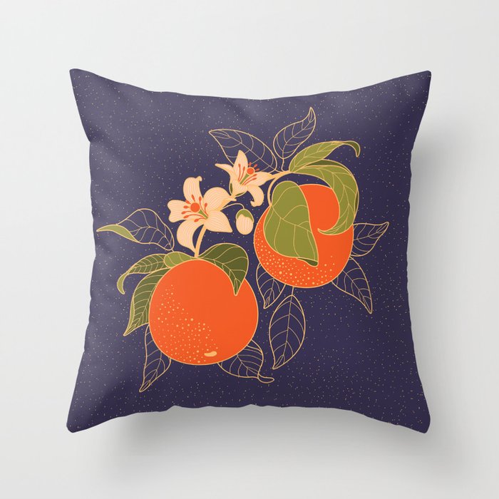 Orange Branch Throw Pillow
