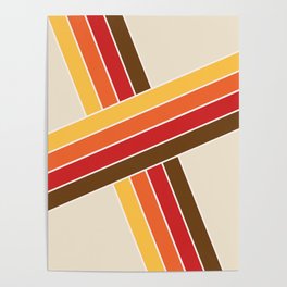 Colorful retro diagonal stripes Poster