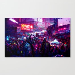 Postcards from the Future - Cyberpunk Street Market Canvas Print