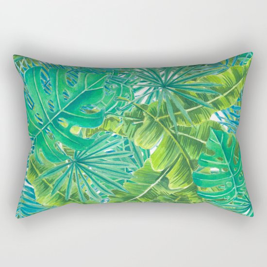 Tropcal leaves watercolor Rectangular Pillow