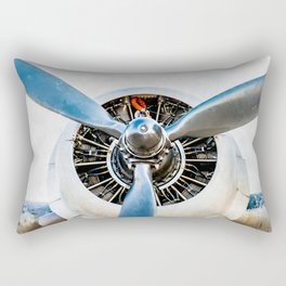 Legendary Vintage Aircraft Engine And Propeller On White Rectangular Pillow