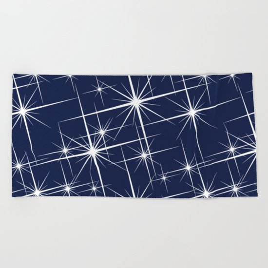 Indigo Navy Blue Starry Night Beach Towel