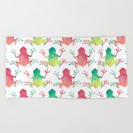 Watercolour Rainforest Frog Beach Towel