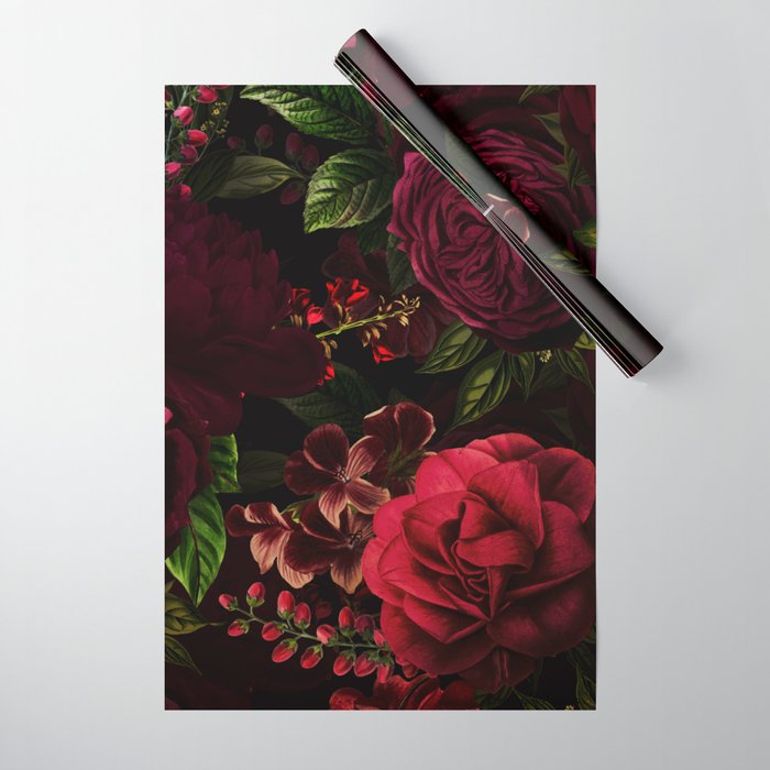 Vintage & Shabby Chic - Midnight Rose and Peony Garden Wrapping Paper by  Vintage Love
