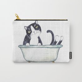 Tuxedo cat toilet Painting Wall Poster Watercolor Carry-All Pouch