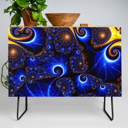 Gold And Blue Flowers Credenza