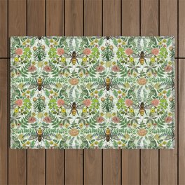 Honey Bees, Flowers and Trees Outdoor Rug