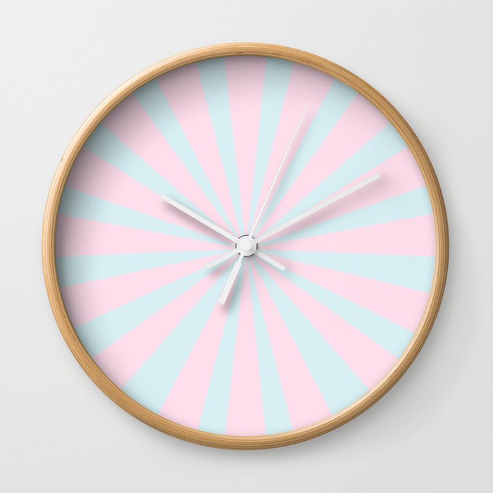Starbust 60's pastel-Pink Aqua geometric Pattern Wall Clock