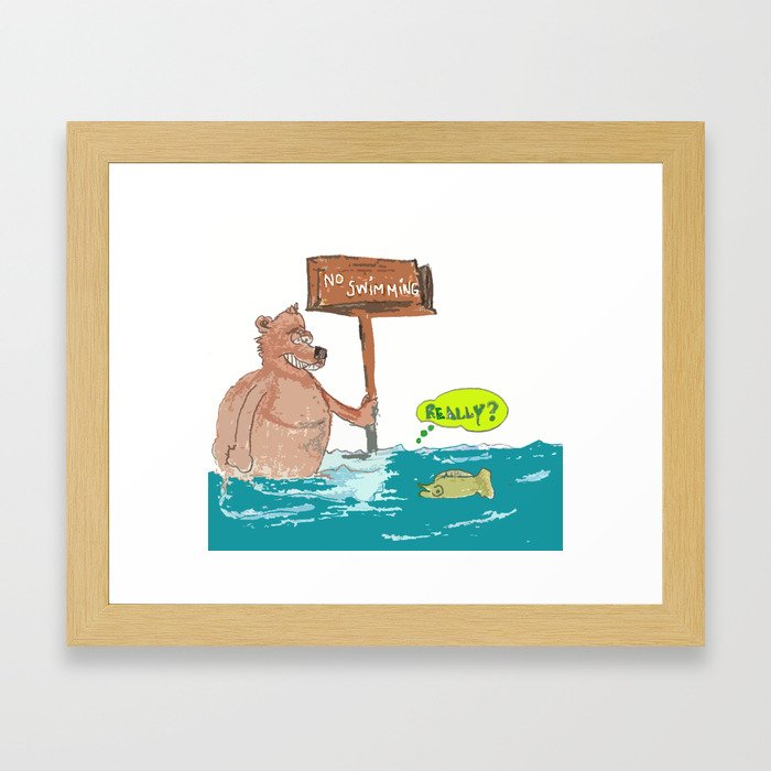 No Swimming Framed Art Print
