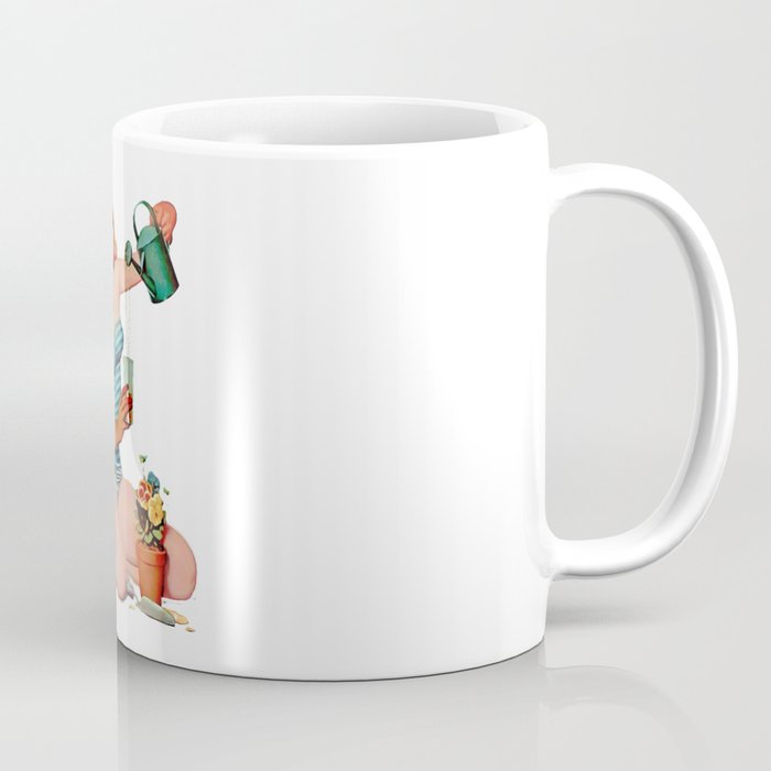 Red Sexy Pinup With Watering Can For Garden Coffee Mug