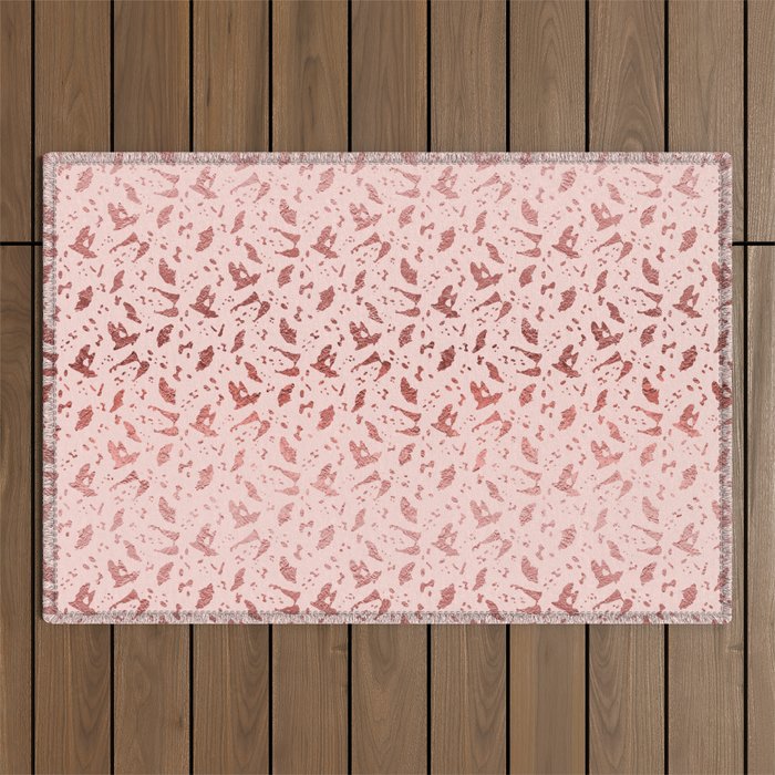 Ombre Rose Gold Metallic Foil Animal Spots on Pink Rosebud Outdoor Rug