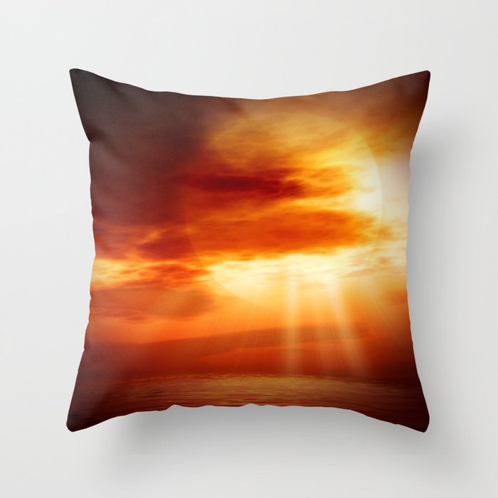 sunrise in the sea Throw Pillow