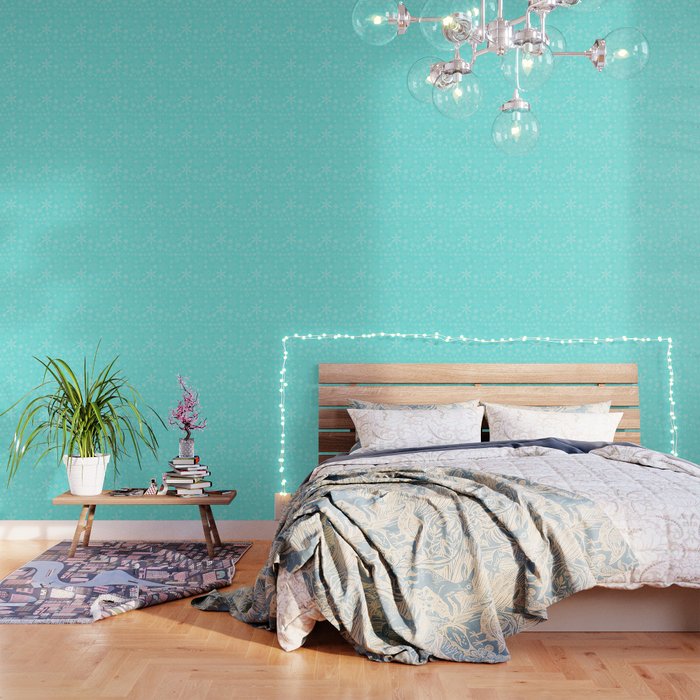 Mint Blue Snowflakes Wallpaper By Peppermintcreek