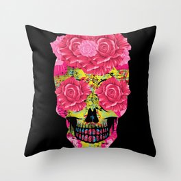 Floral Sugar Skull Muertos Day Of Dead Halloween Throw Pillow